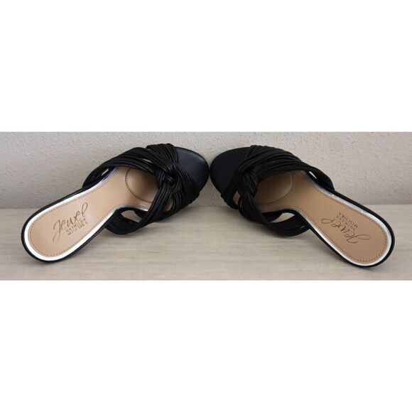 Jewel Badgley Mischka Women's Sz 5 Black Leather Mia Evening Slide Sandals - Picture 9 of 16